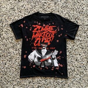 Zombie Makeout Club Tee Shirt Black Red Graphic Short Sleeve Men's Size Medium
